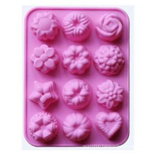 12 Cavity Flowers Silicone Non-Stick, Cake Bread Mold, Chocolate Jelly, Candy Baking Mould